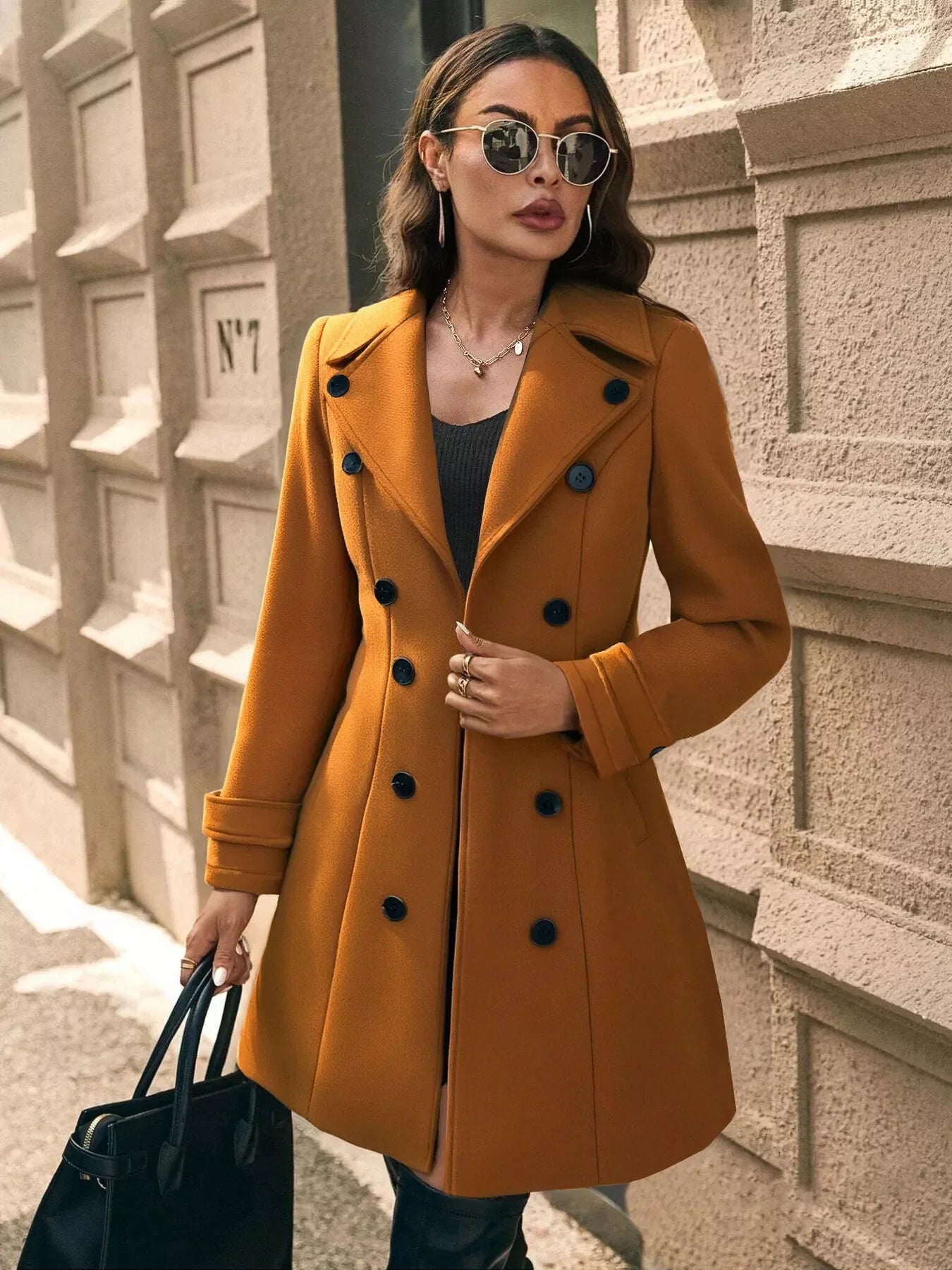Sophe Double Breasted Tailored Long Coat