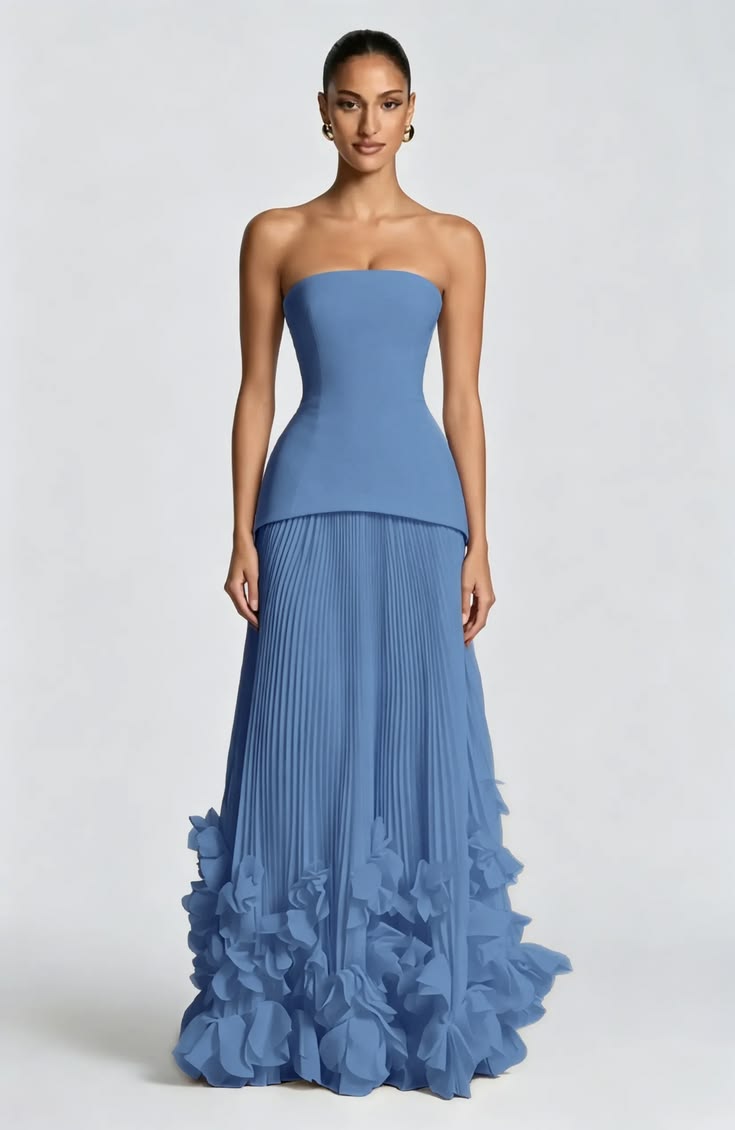 Zoe Strapless Maxi Dress - Blue