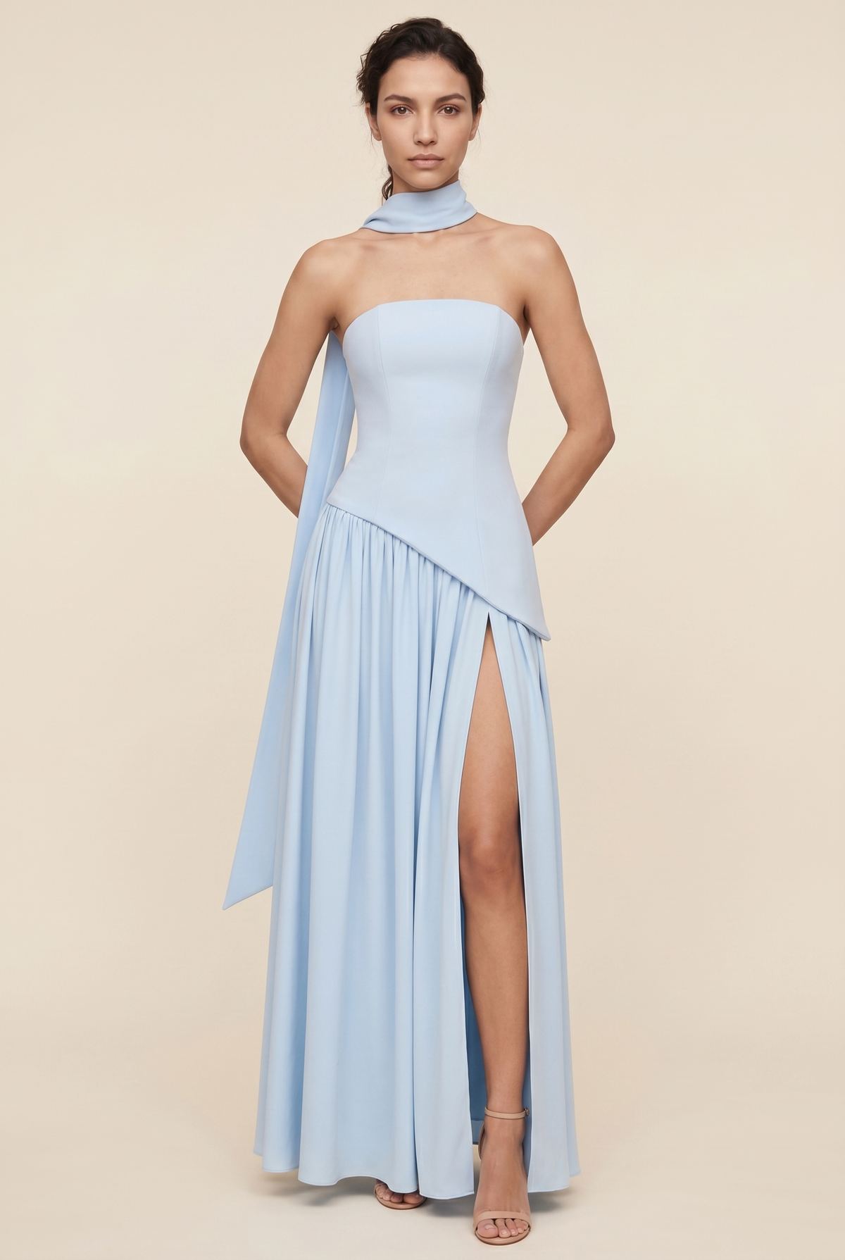 Delphina Strapless Maxi Dress - Baby Blue