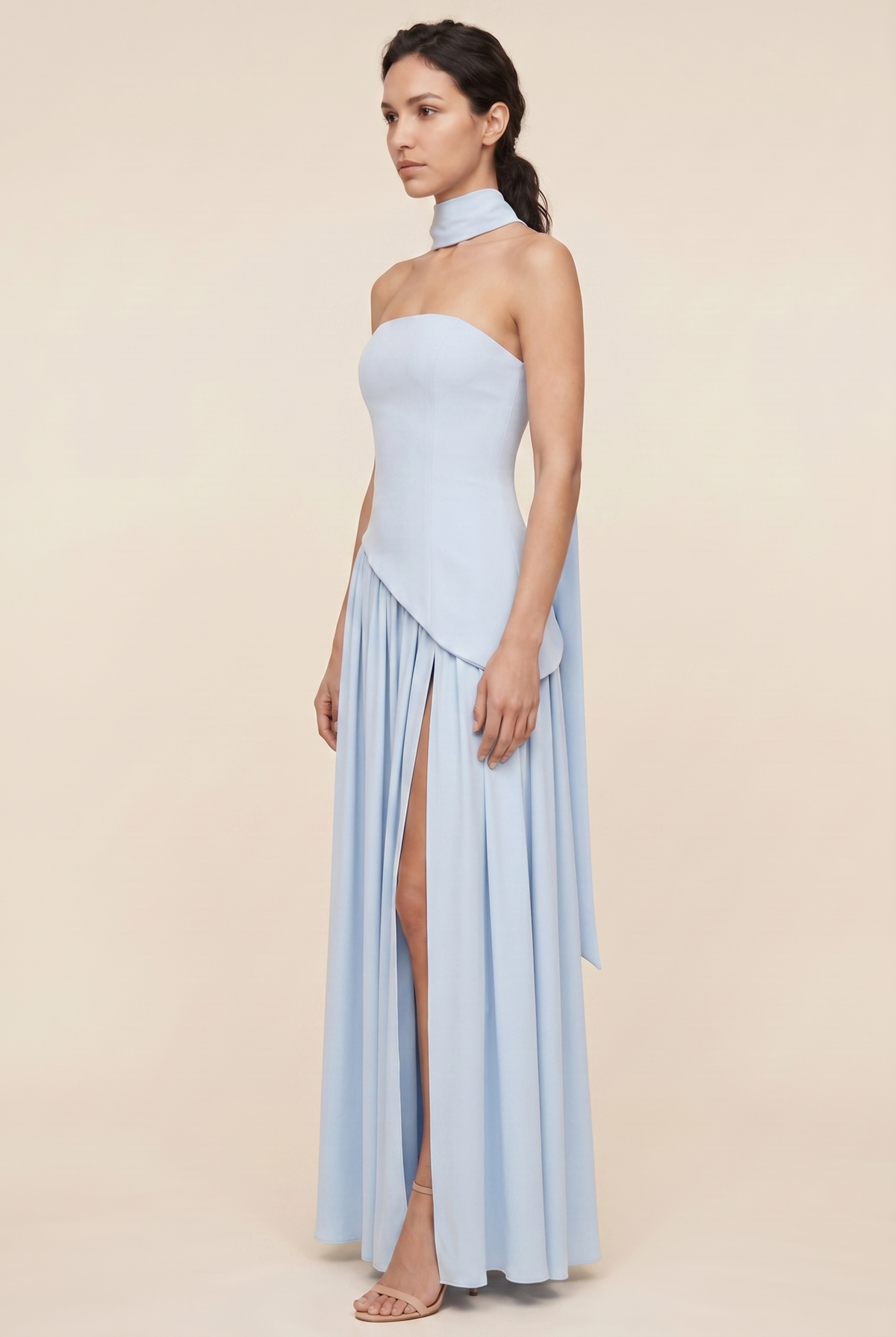 Delphina Strapless Maxi Dress - Baby Blue