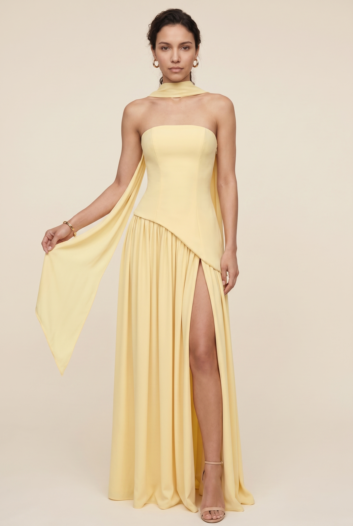 Delphina Strapless Maxi Dress - Butter Yellow