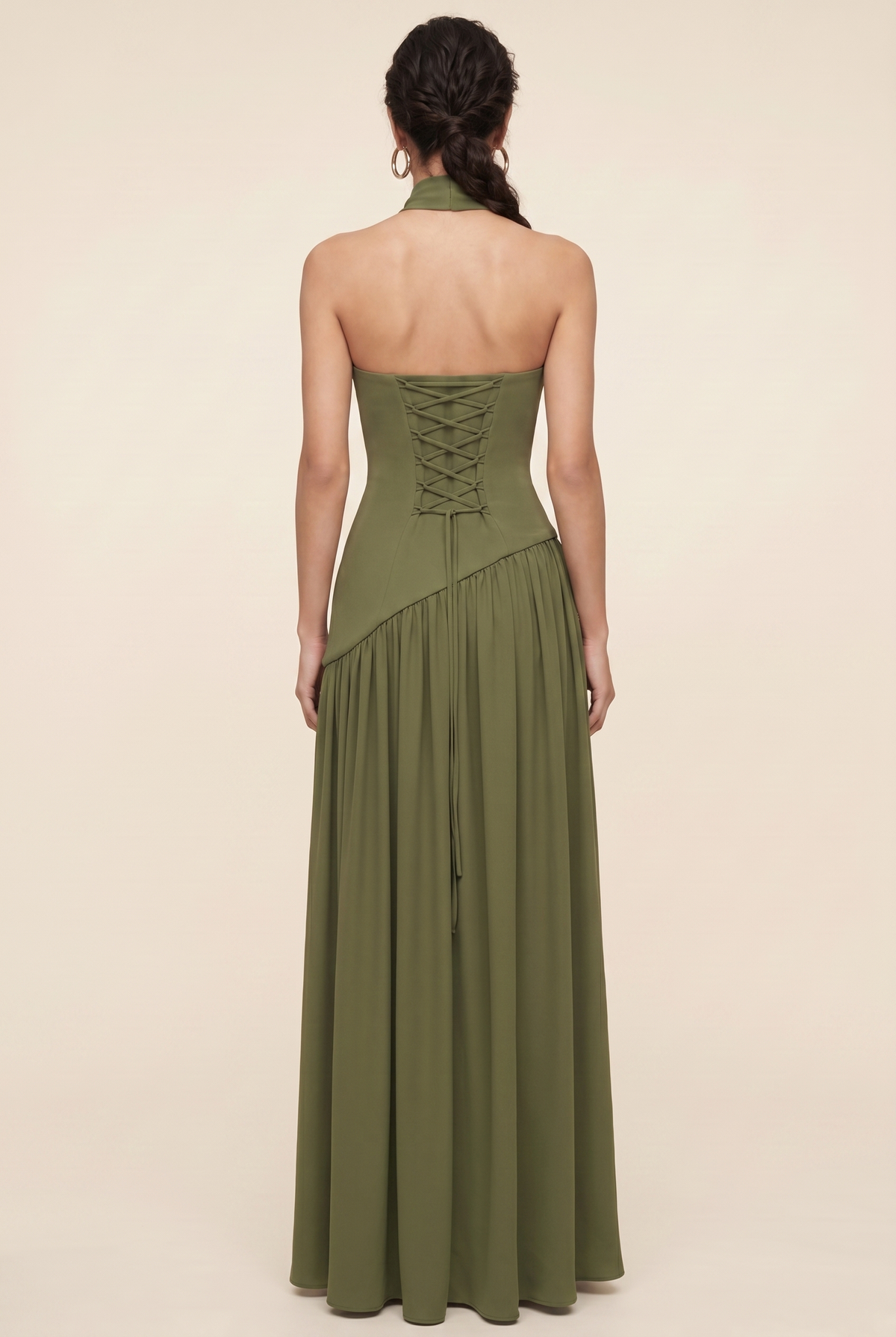 Delphina Strapless Maxi Dress - Olive Green