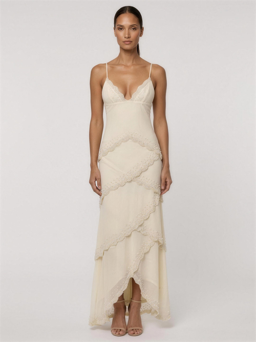 Dorinda Tiered Maxi Dress - Ivory