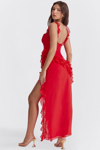 VICTORIA RUFFLED MAXI DRESS