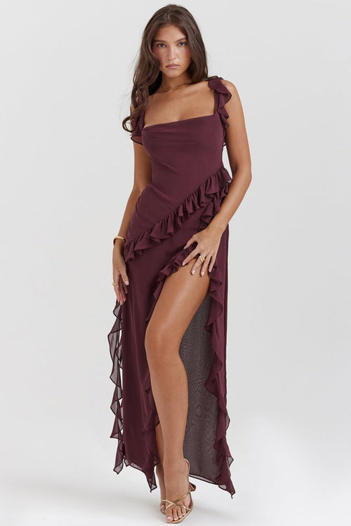 VICTORIA RUFFLED MAXI DRESS