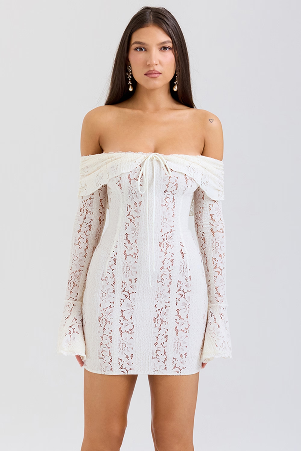 Elisabeth Off Shoulder Mini Dress - Ivory