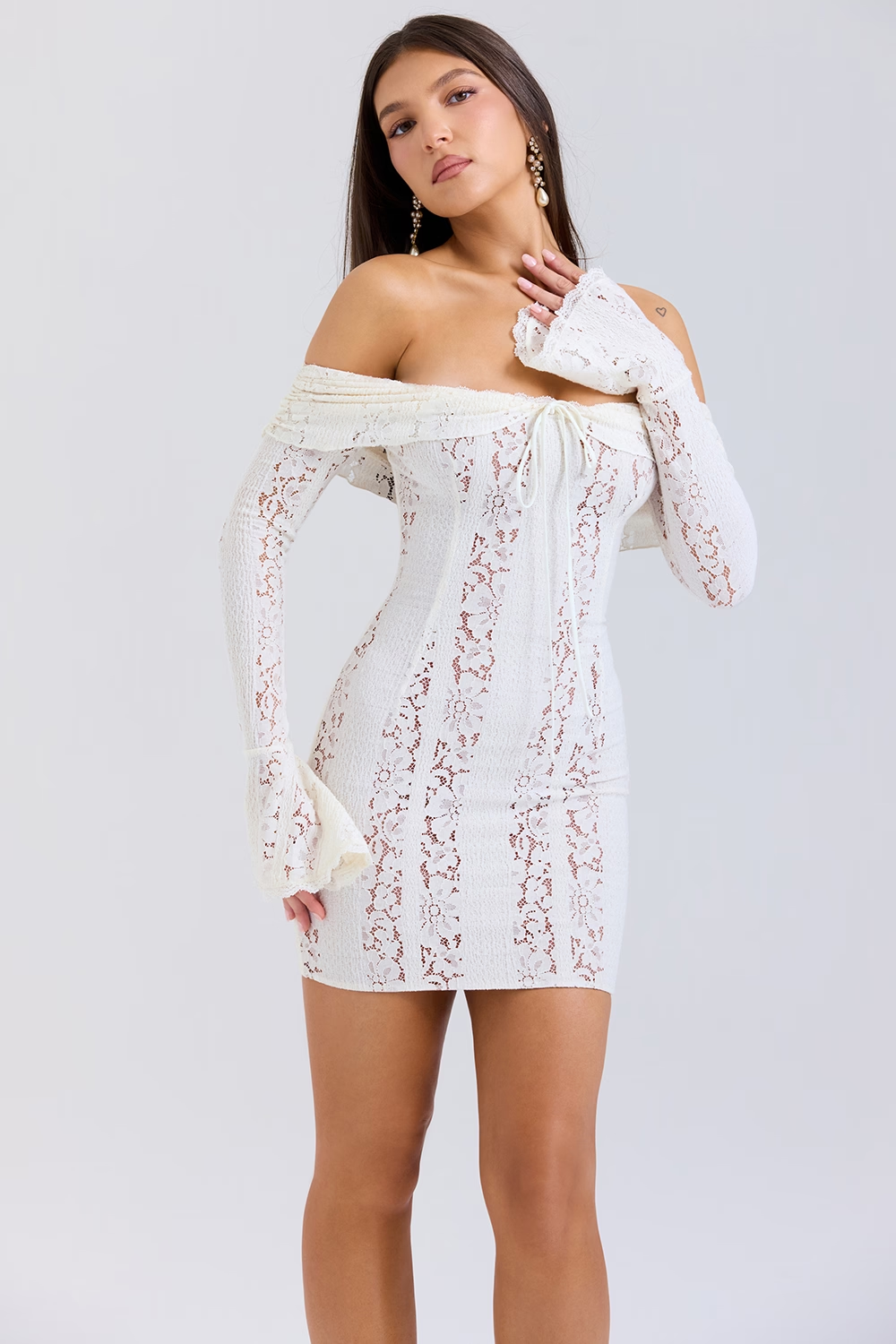 Elisabeth Off Shoulder Mini Dress - Ivory