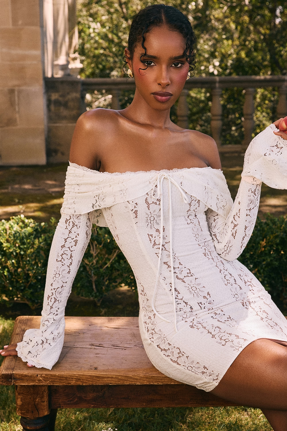 Elisabeth Off Shoulder Mini Dress - Ivory