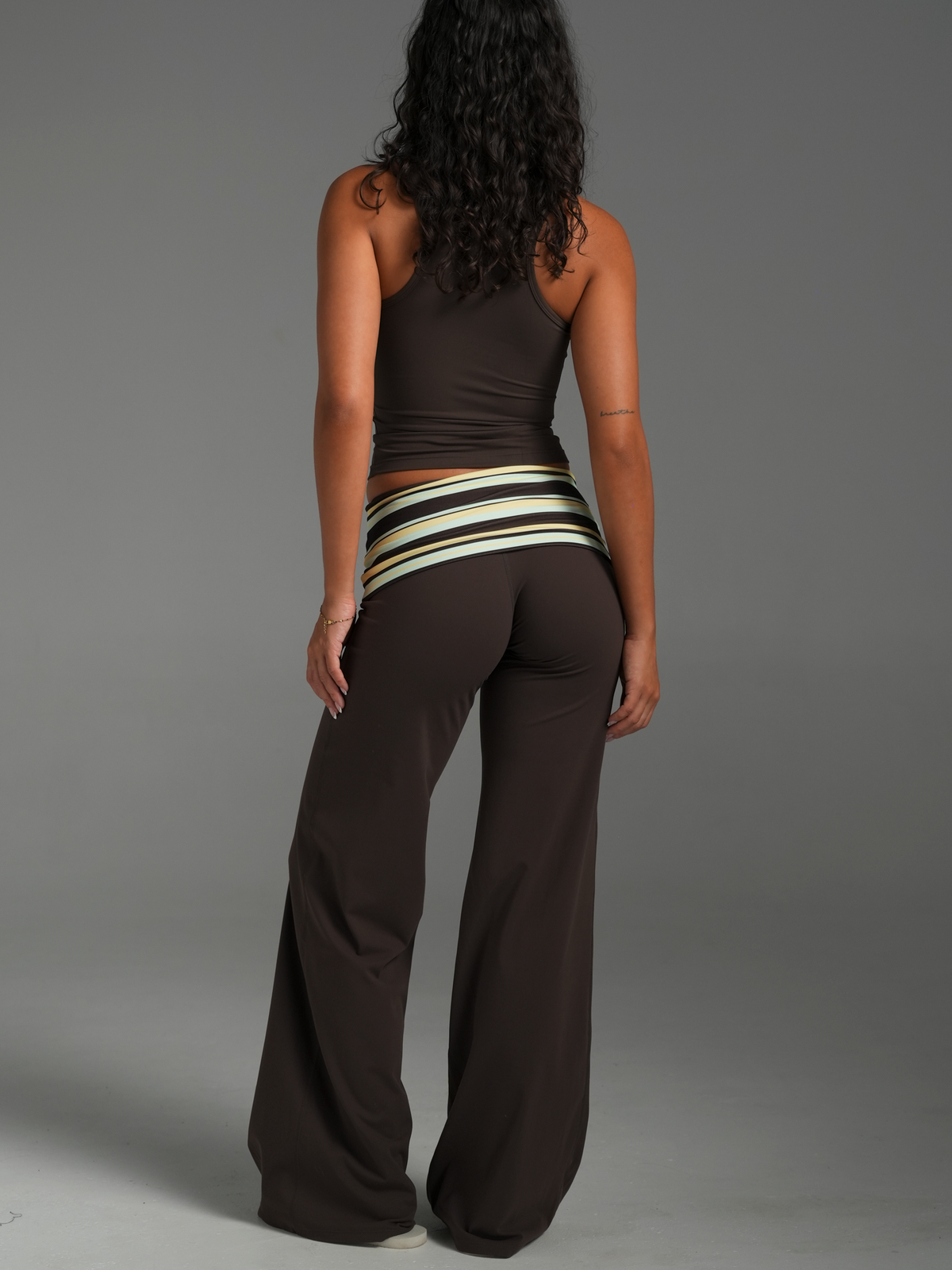 Emmanuelle Foldover Wide Leg Pants - Chocolate Brown