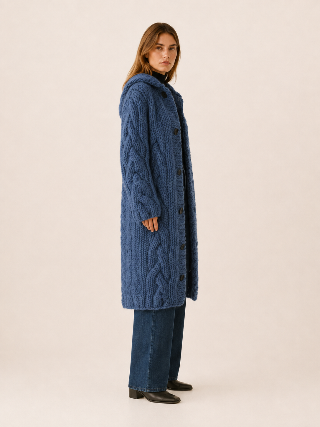 Poppy Knit Hooded Longline Cardigan Coat