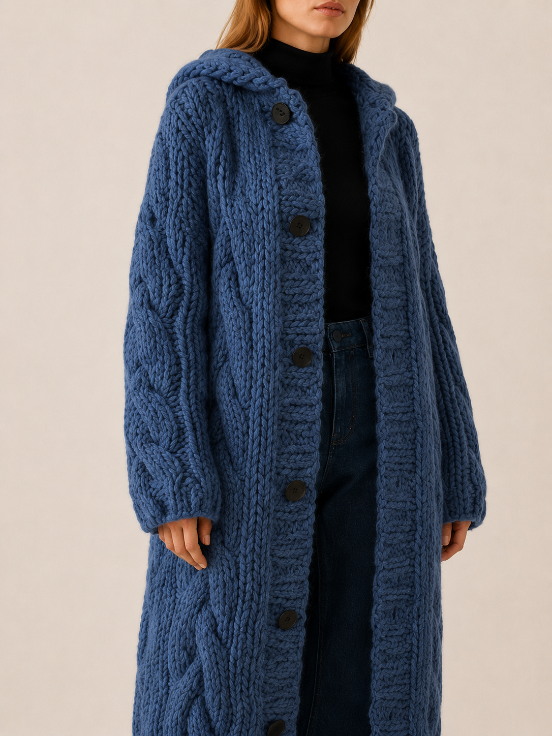 Poppy Knit Hooded Longline Cardigan Coat