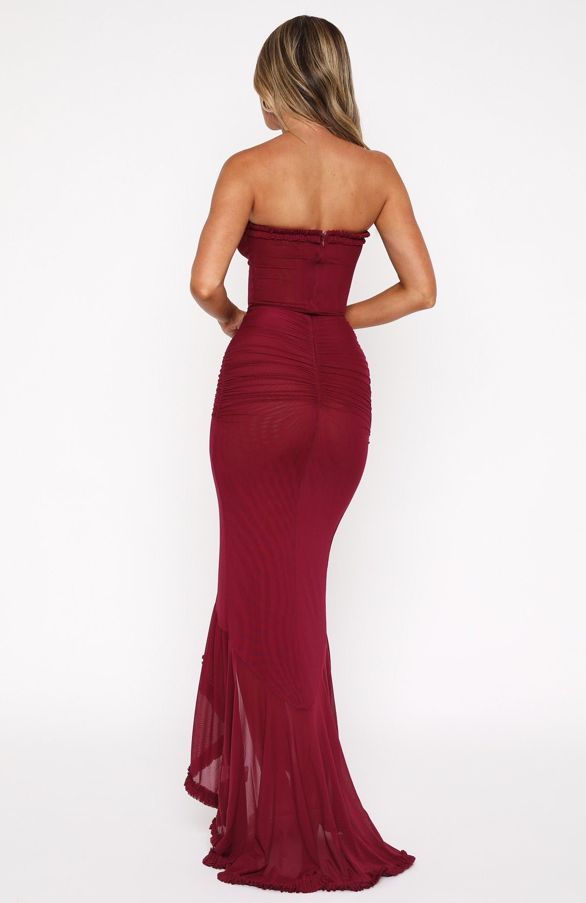 Filippa Ruffle Maxi Dress - Burgundy