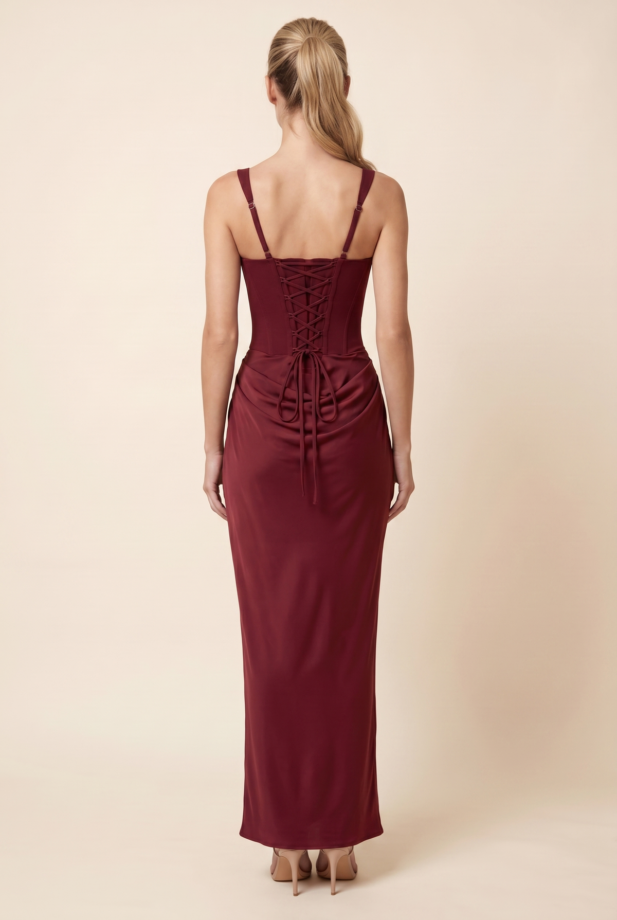 Fleurine Corset Maxi Dress - Burgundy
