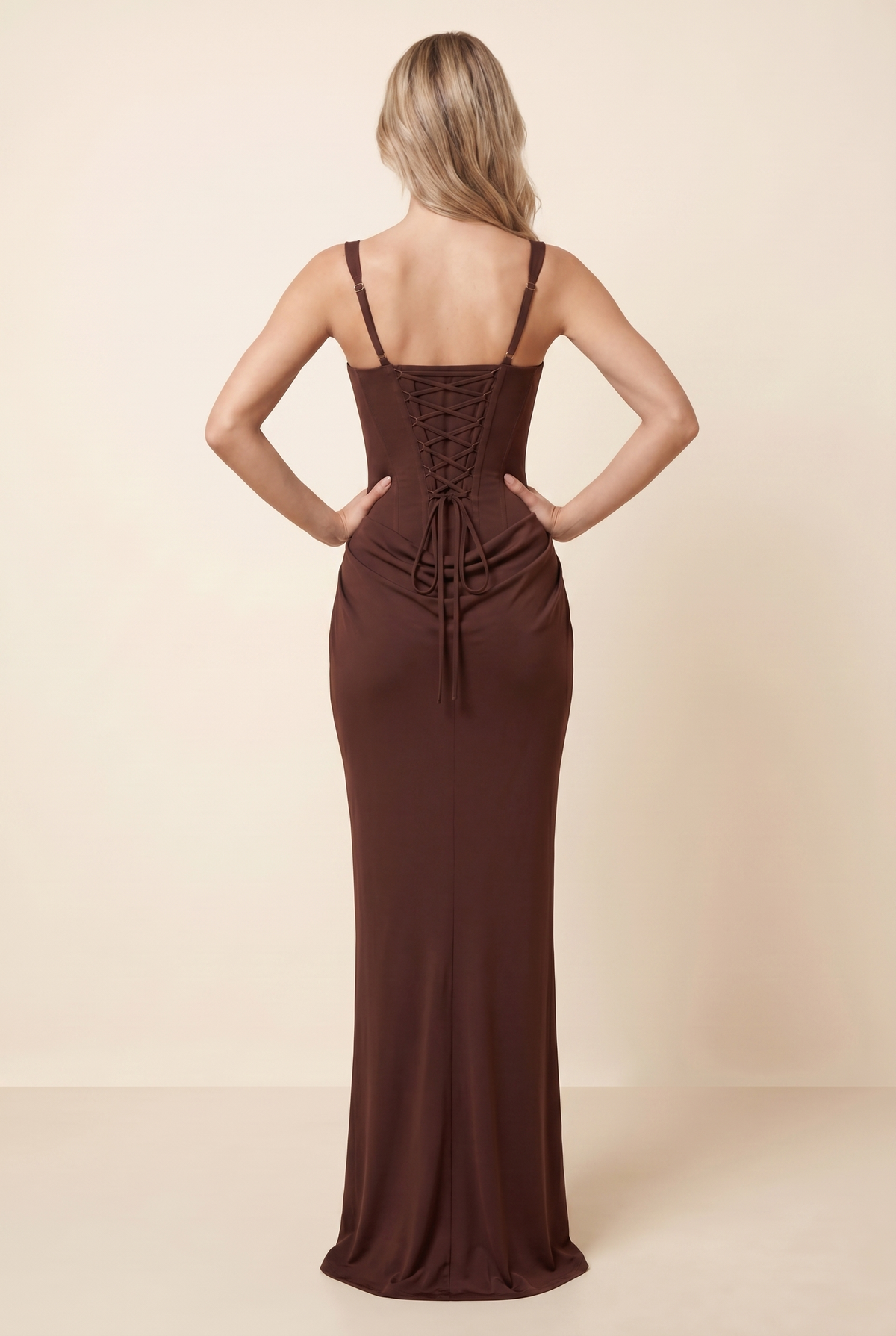 Fleurine Corset Maxi Dress - Chocolate Brown