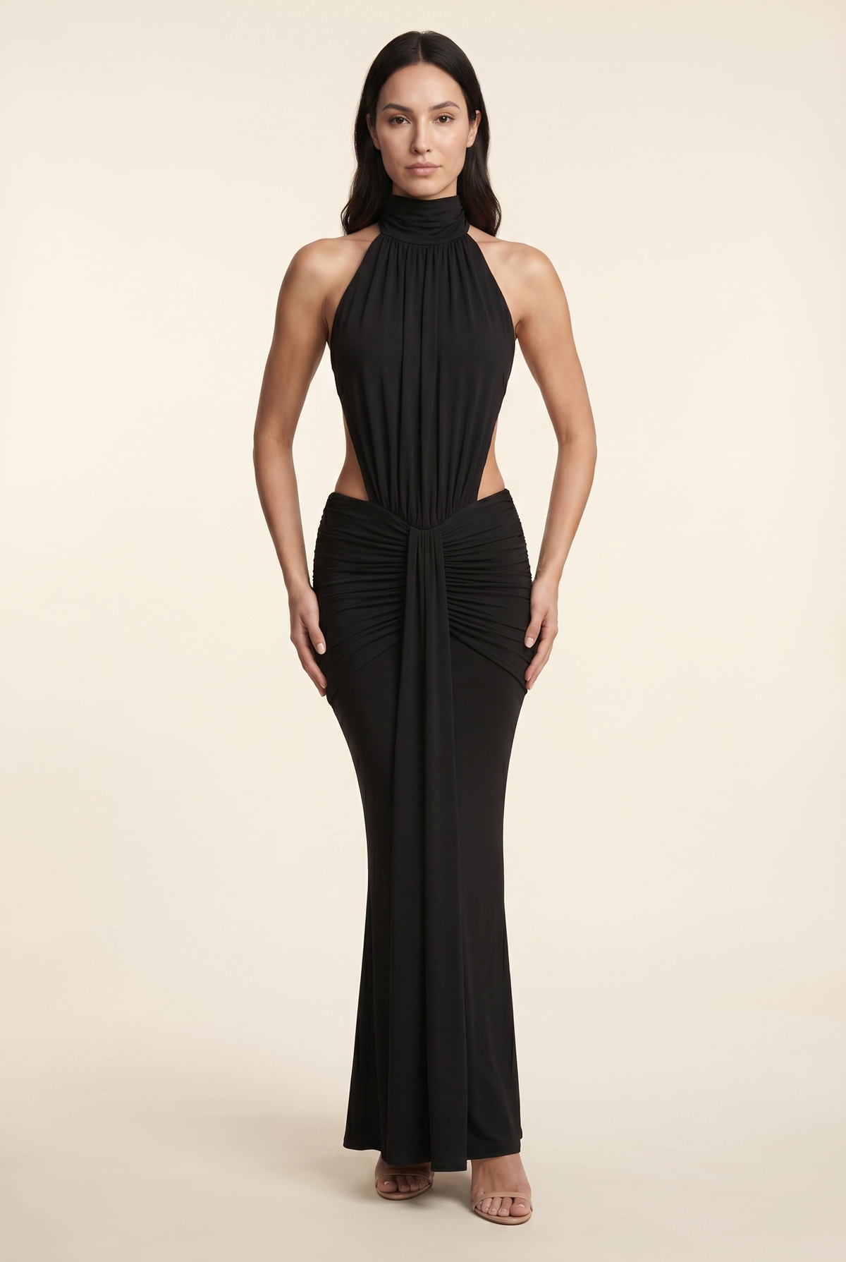 Florentine Halter Maxi Dress - Black