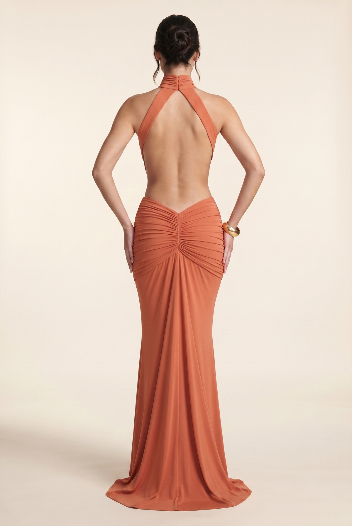 Florentine Halter Maxi Dress - Burnt Orange