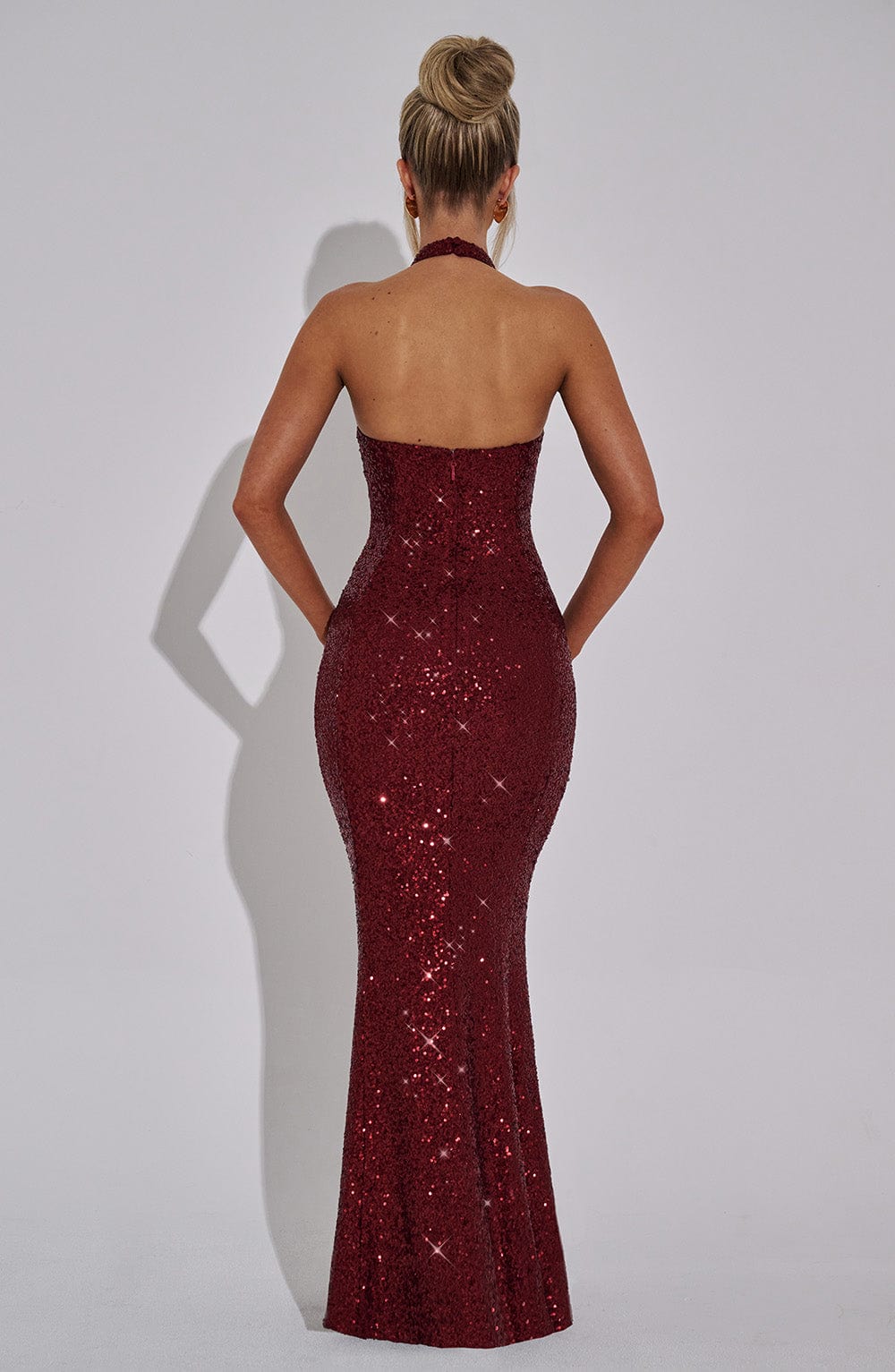 Gaia Halter Maxi Dress - Wine Sparkle