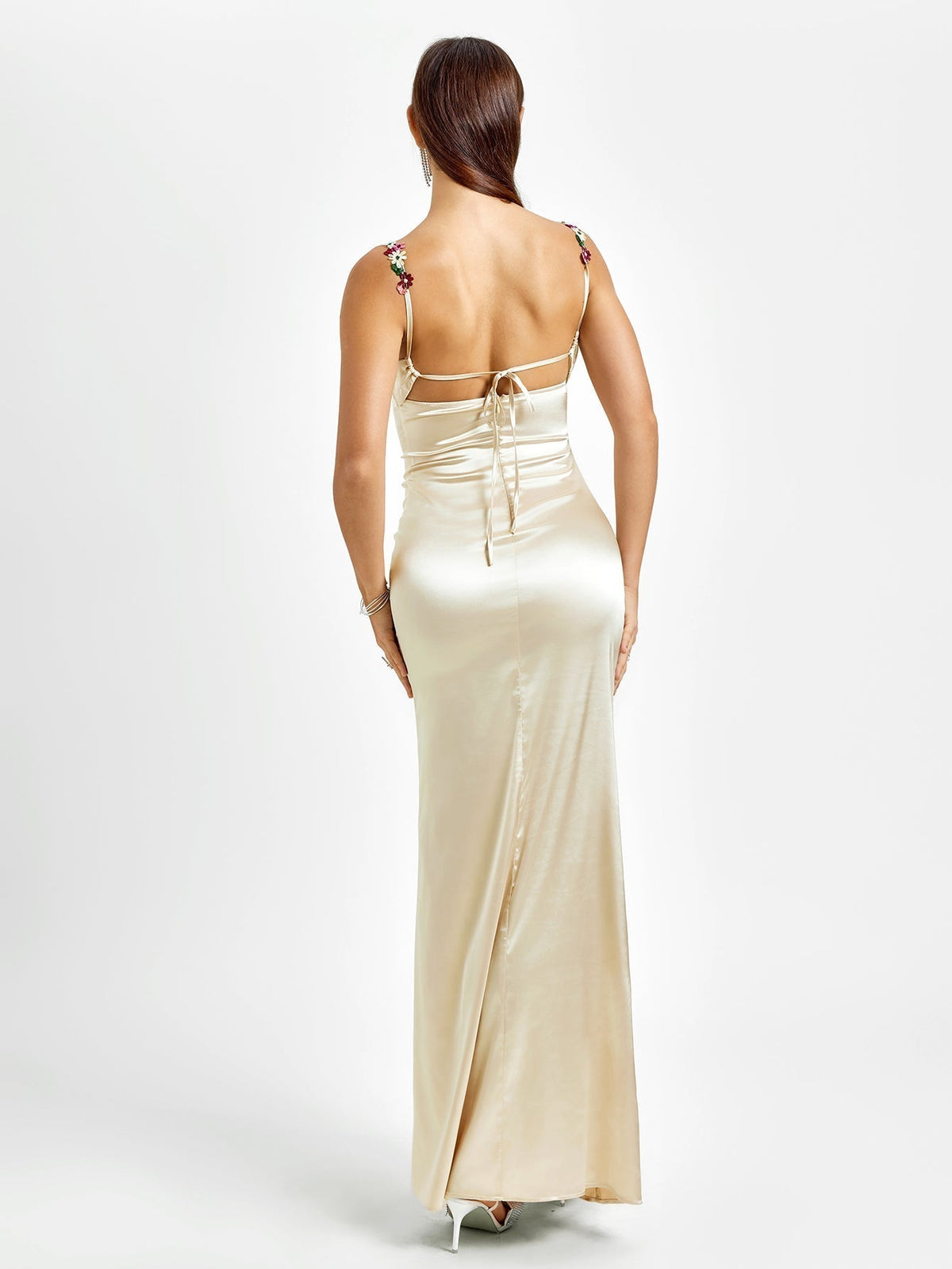 Georgette Satin Maxi Dress - Champagne