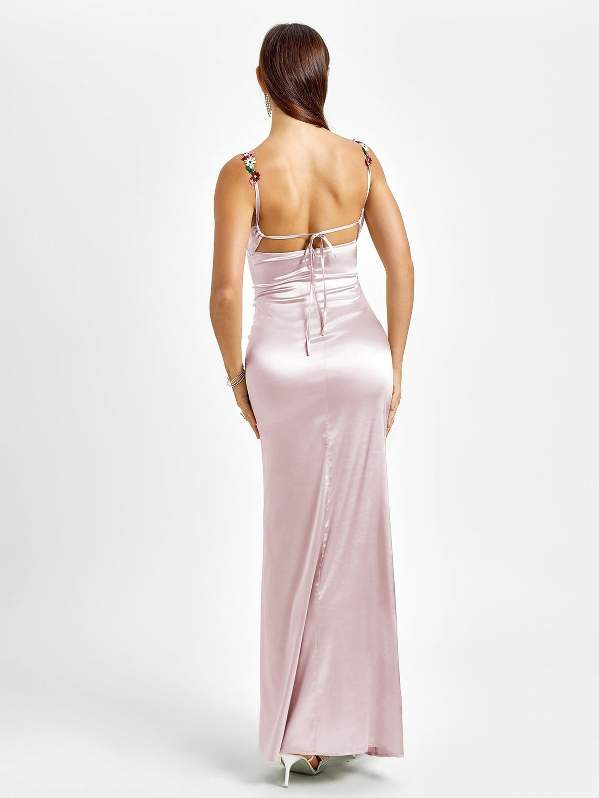 Georgette Satin Maxi Dress - Light Pink