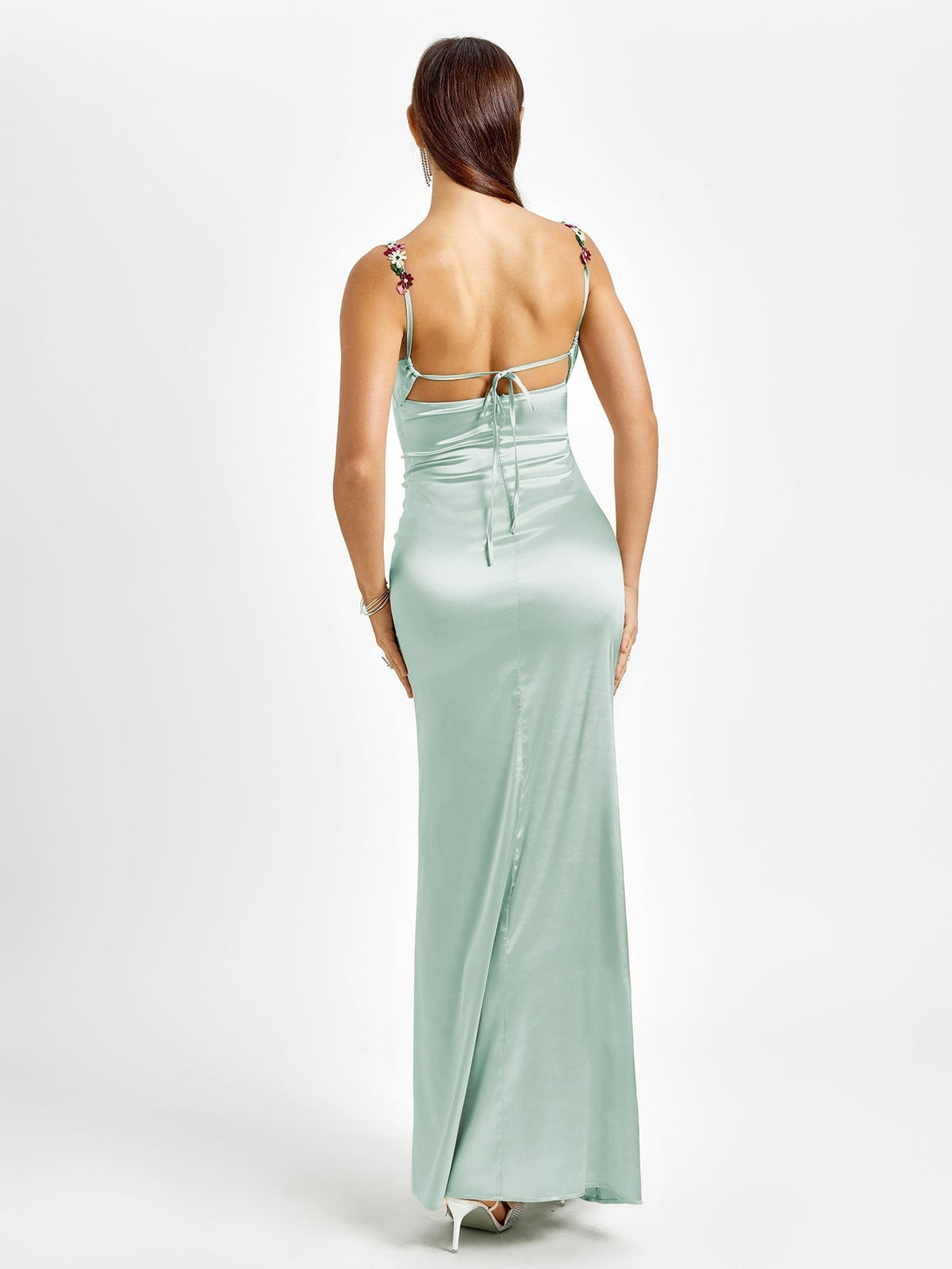 Georgette Satin Maxi Dress - Mint Green