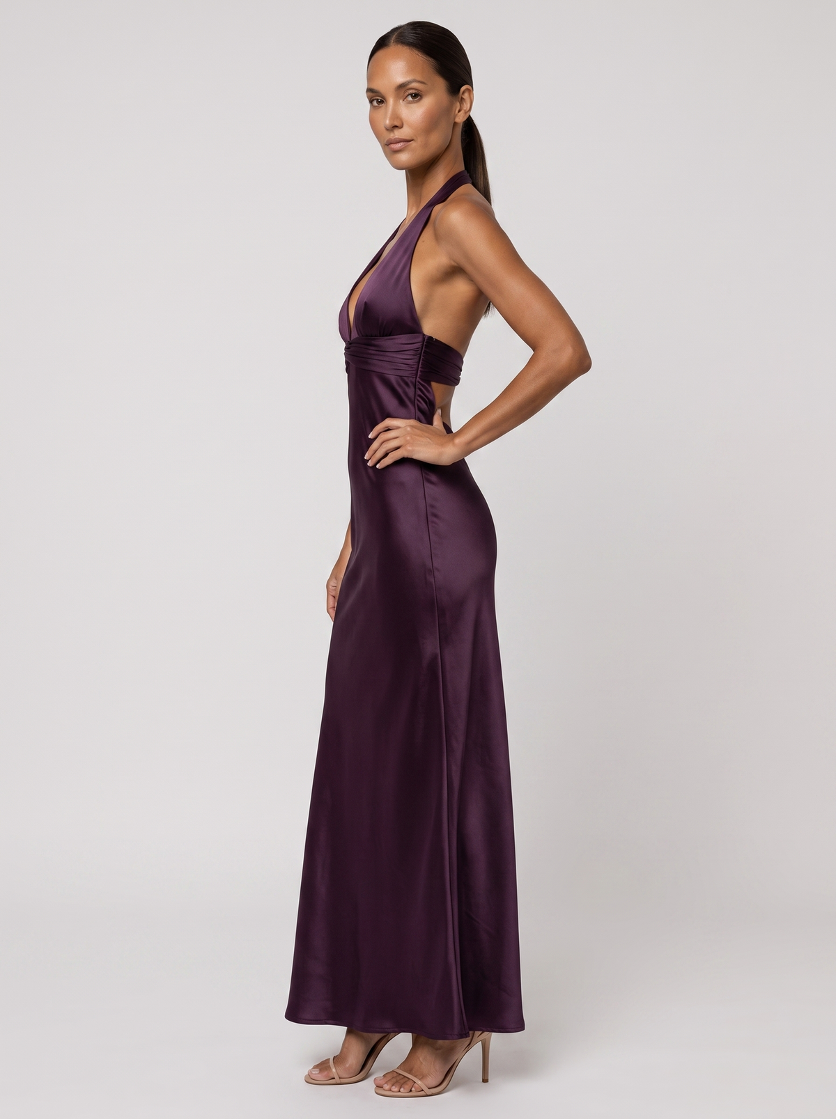 Graciela Halter Maxi Dress - Plum