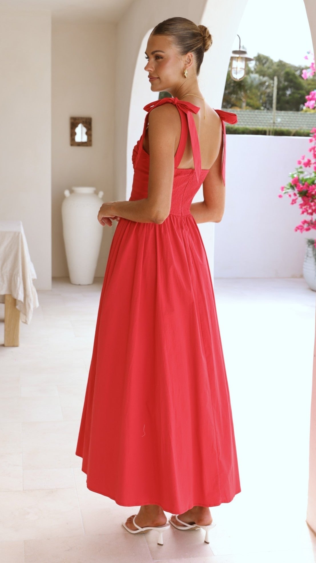 Haisley Tie Strap Midi Dress - Red