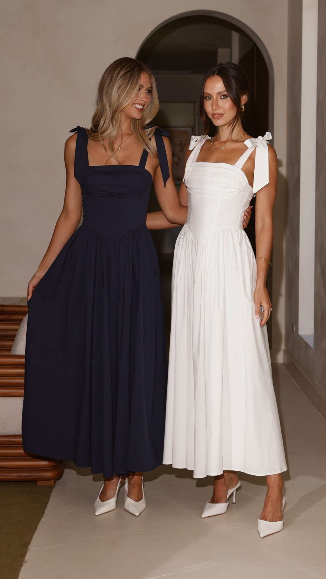 Haisley Tie Strap Midi Dress - White