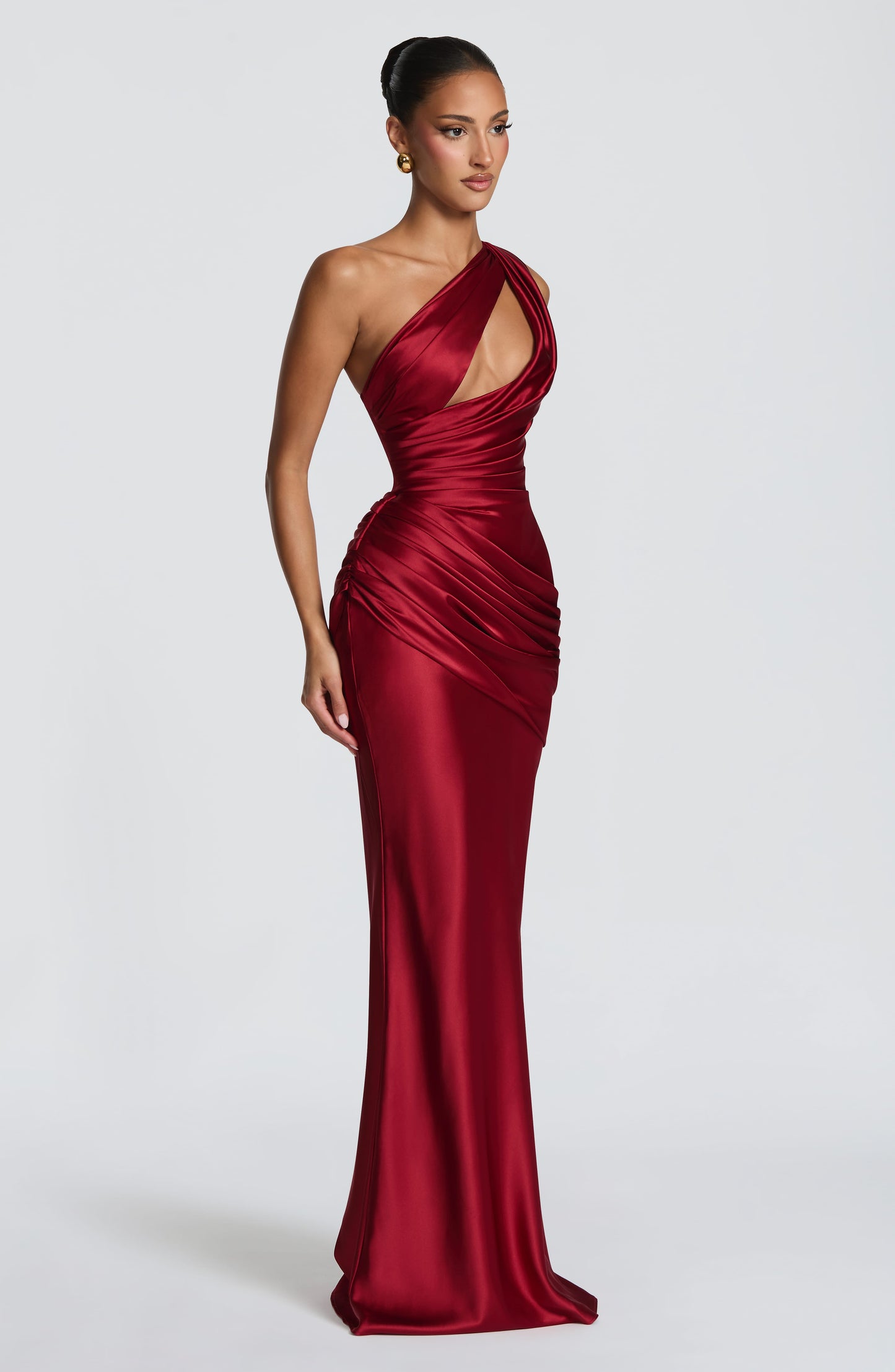 Helena Cutout Plunge Maxi Dress - Red