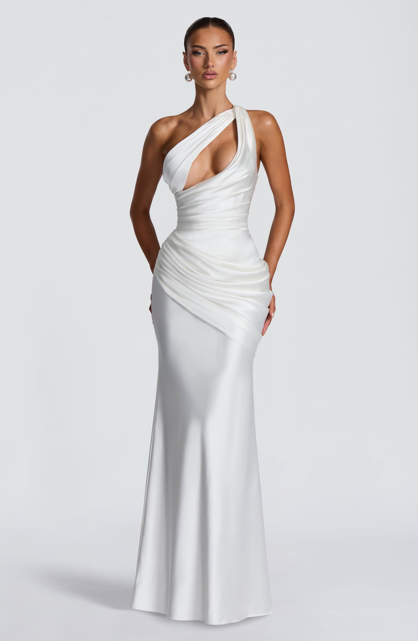 Helena Cutout Plunge Maxi Dress - White