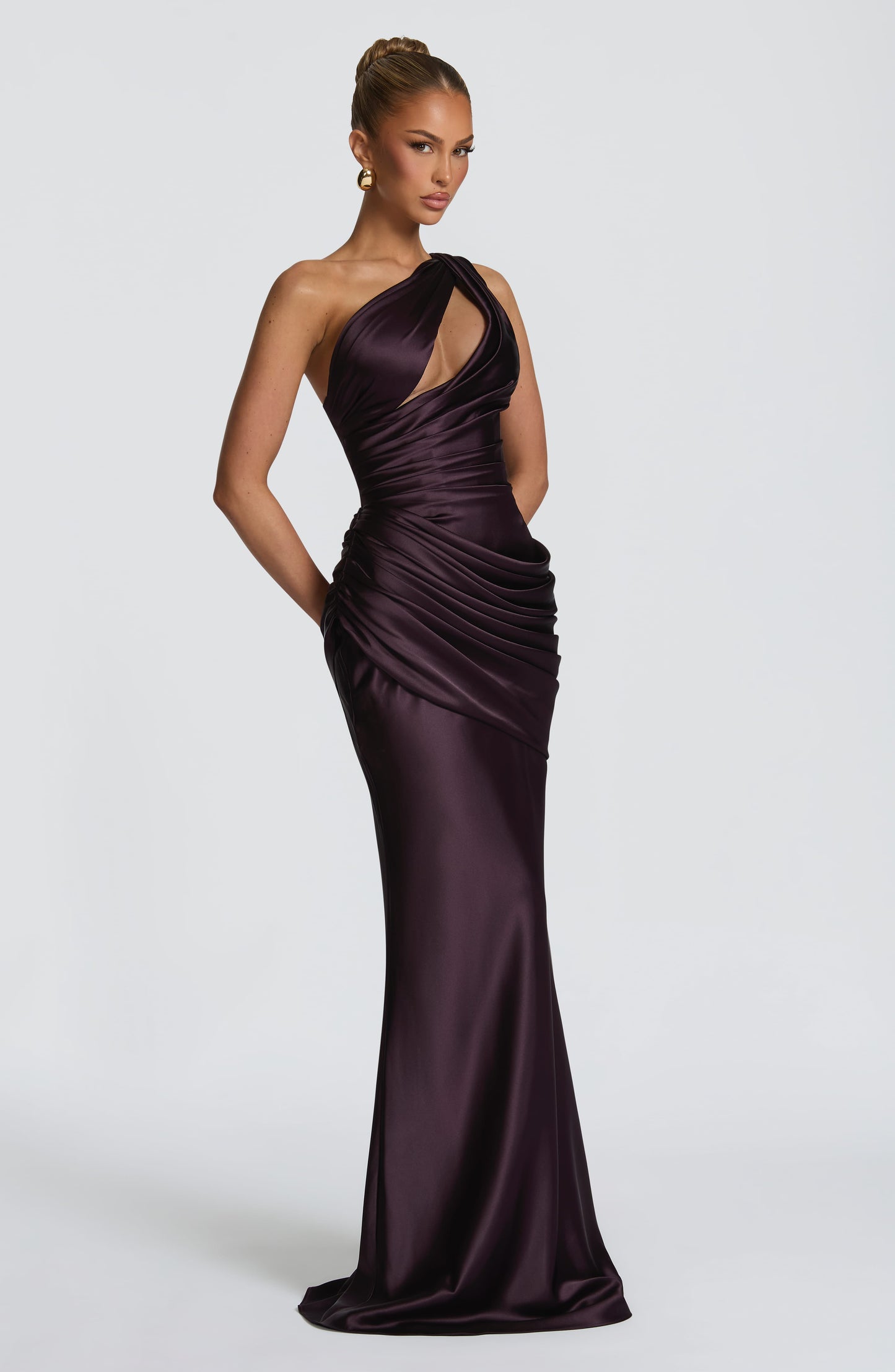 Helena Cutout Plunge Maxi Dress - Brown