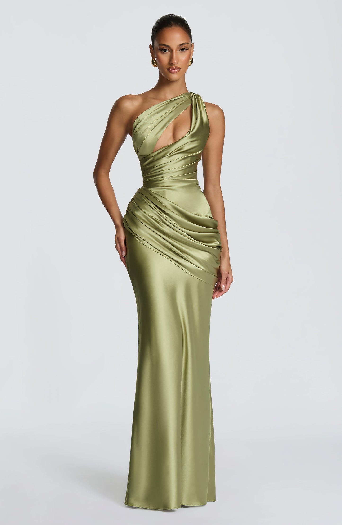 Helena Cutout Plunge Maxi Dress - Green