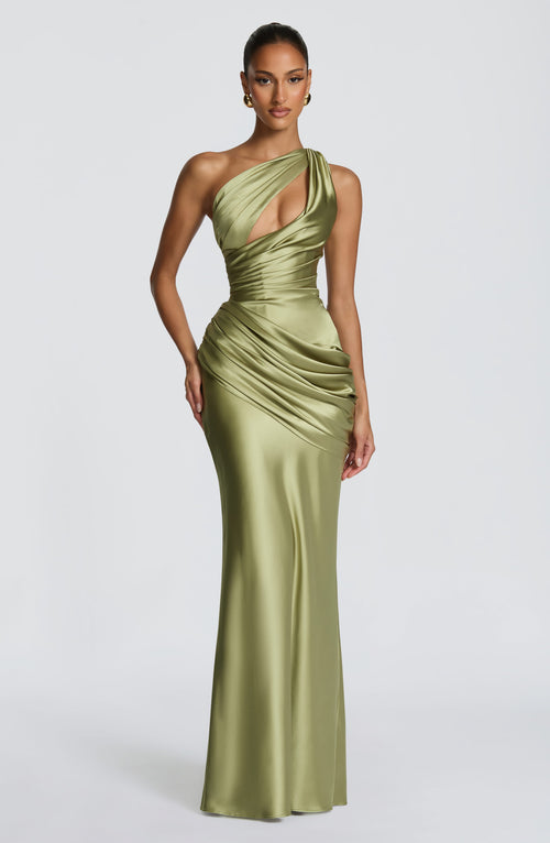 Helena Cutout Plunge Maxi Dress - Green
