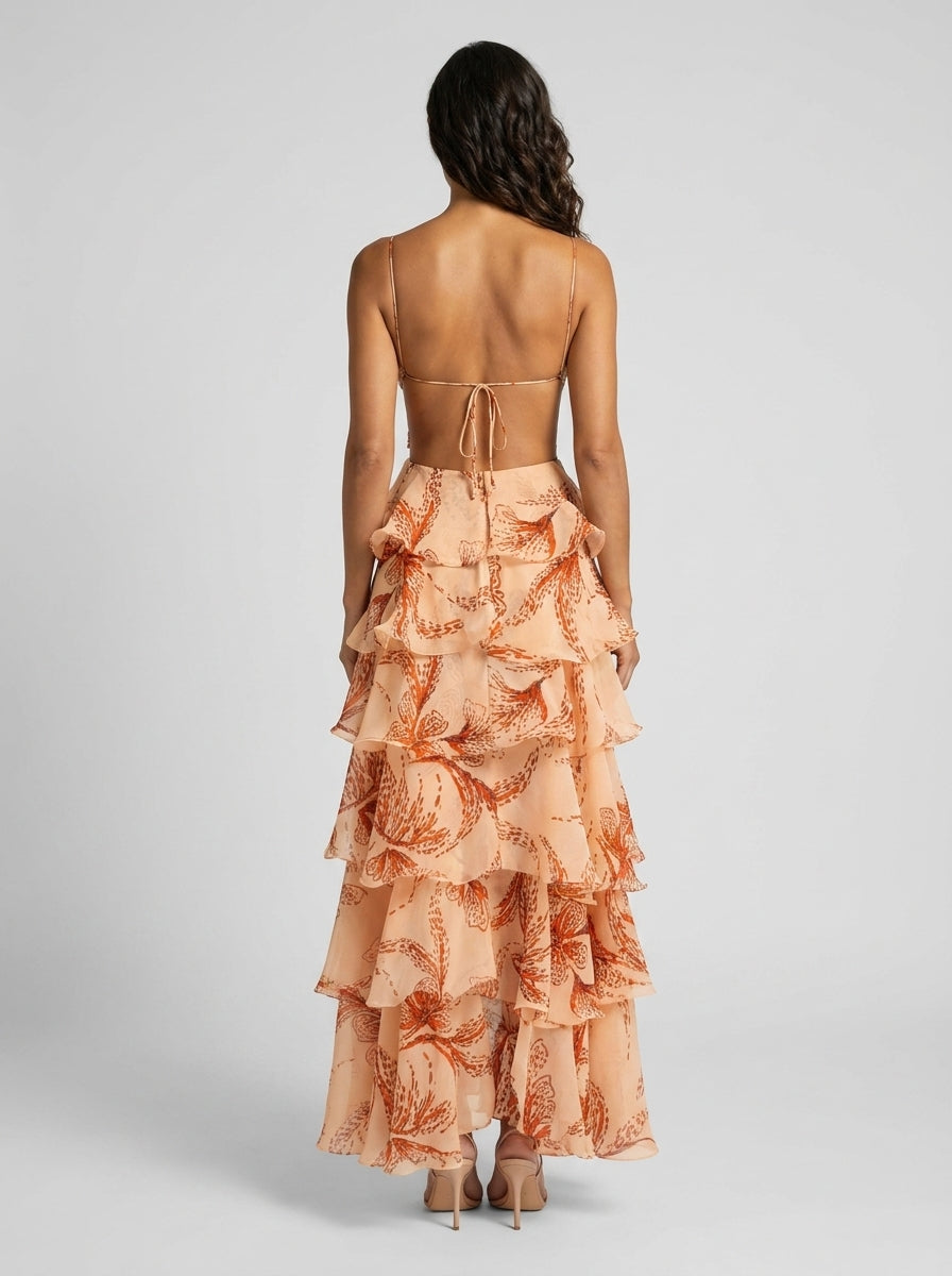 Romy Butterfly Ruffle Maxi Dress