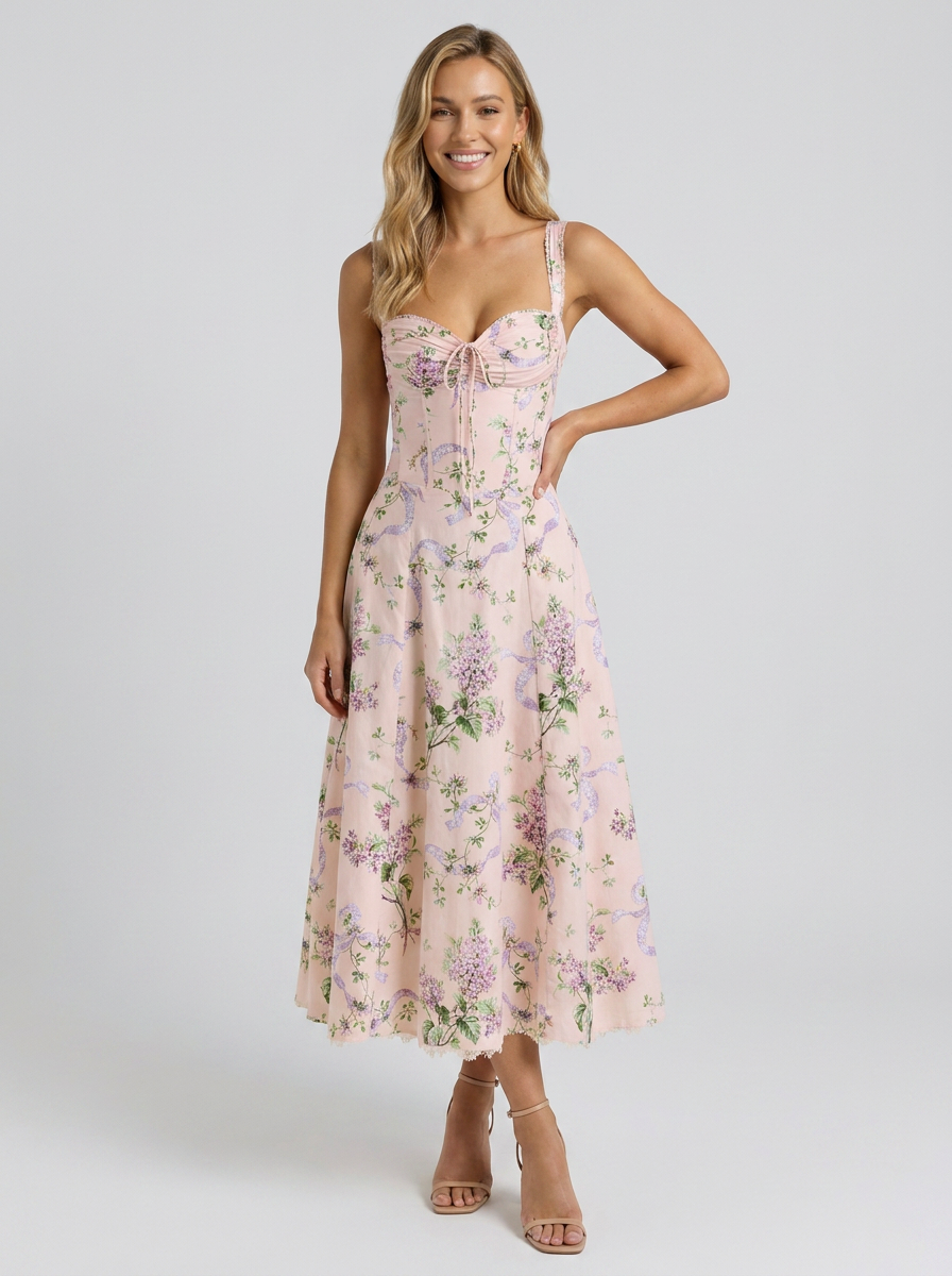 Kiara Floral Backless Maxi Dress - Blush Pink Bloom