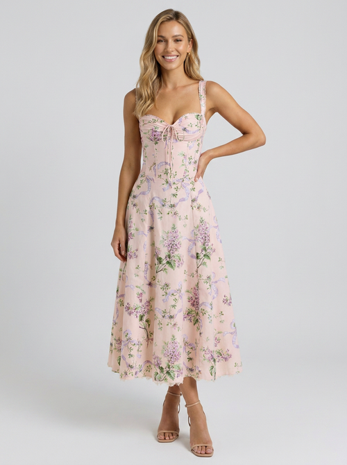 Kiara Floral Backless Maxi Dress - Blush Pink Bloom