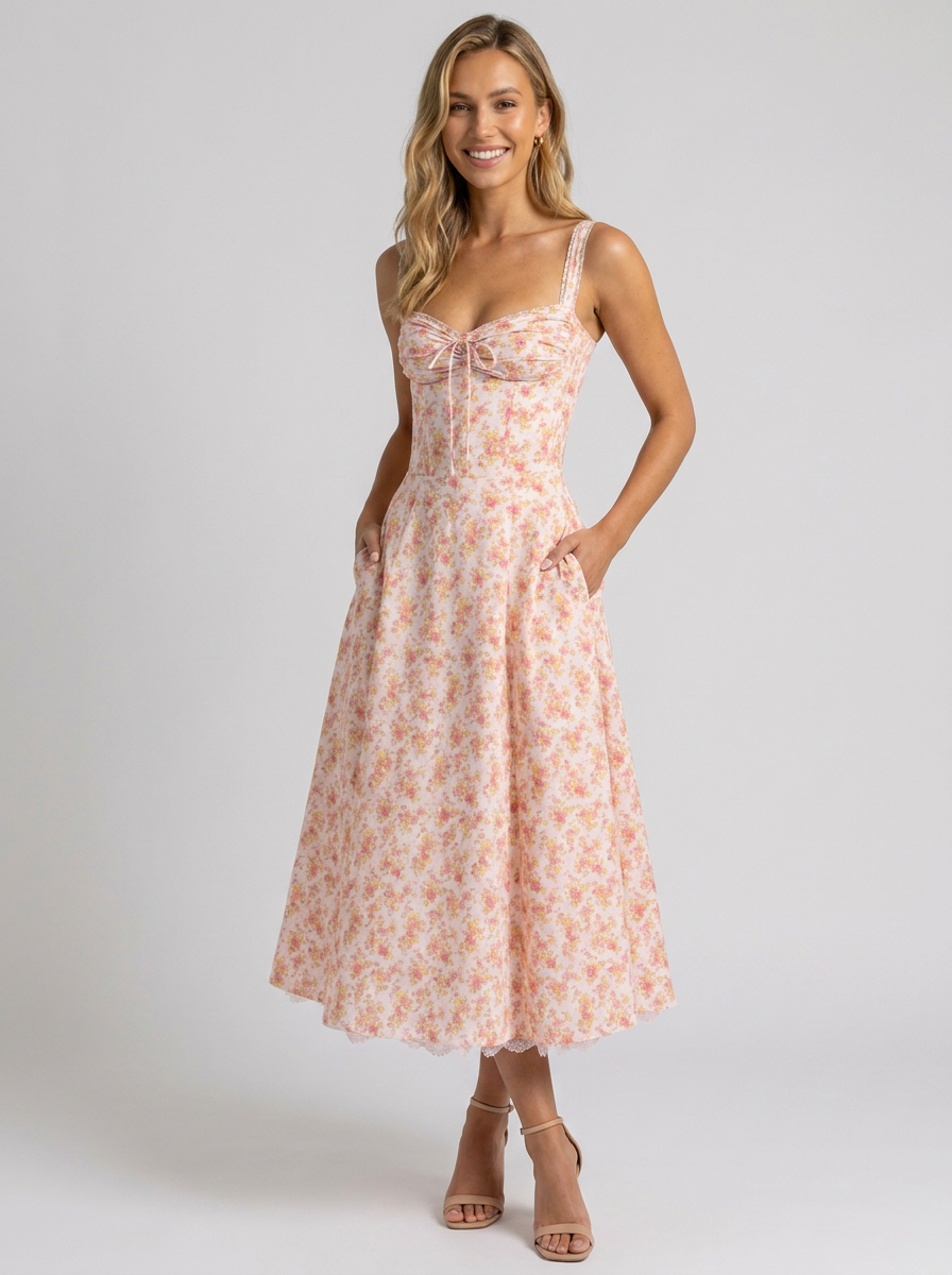 Kiara Floral Backless Maxi Dress - Peach Garden