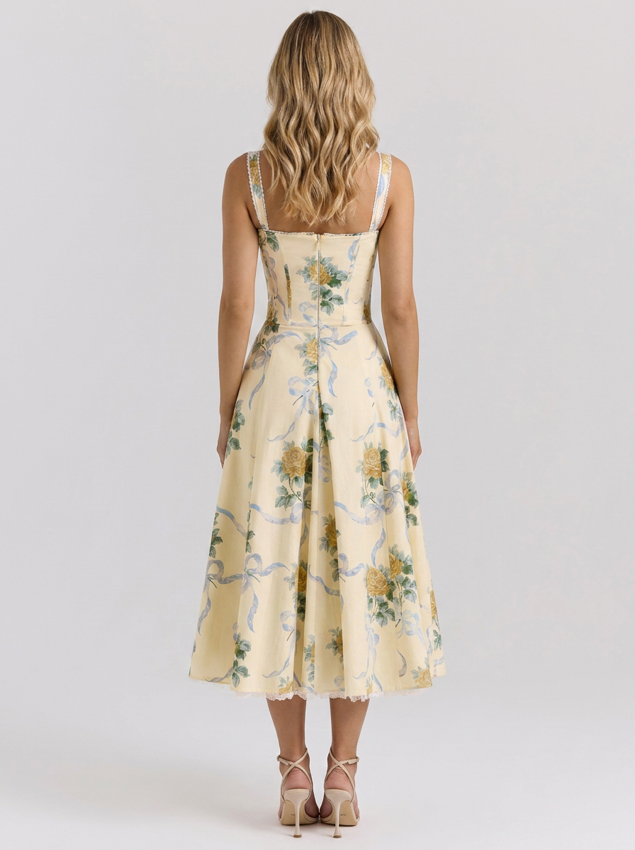 Kiara Floral Backless Maxi Dress - Buttercream Floral