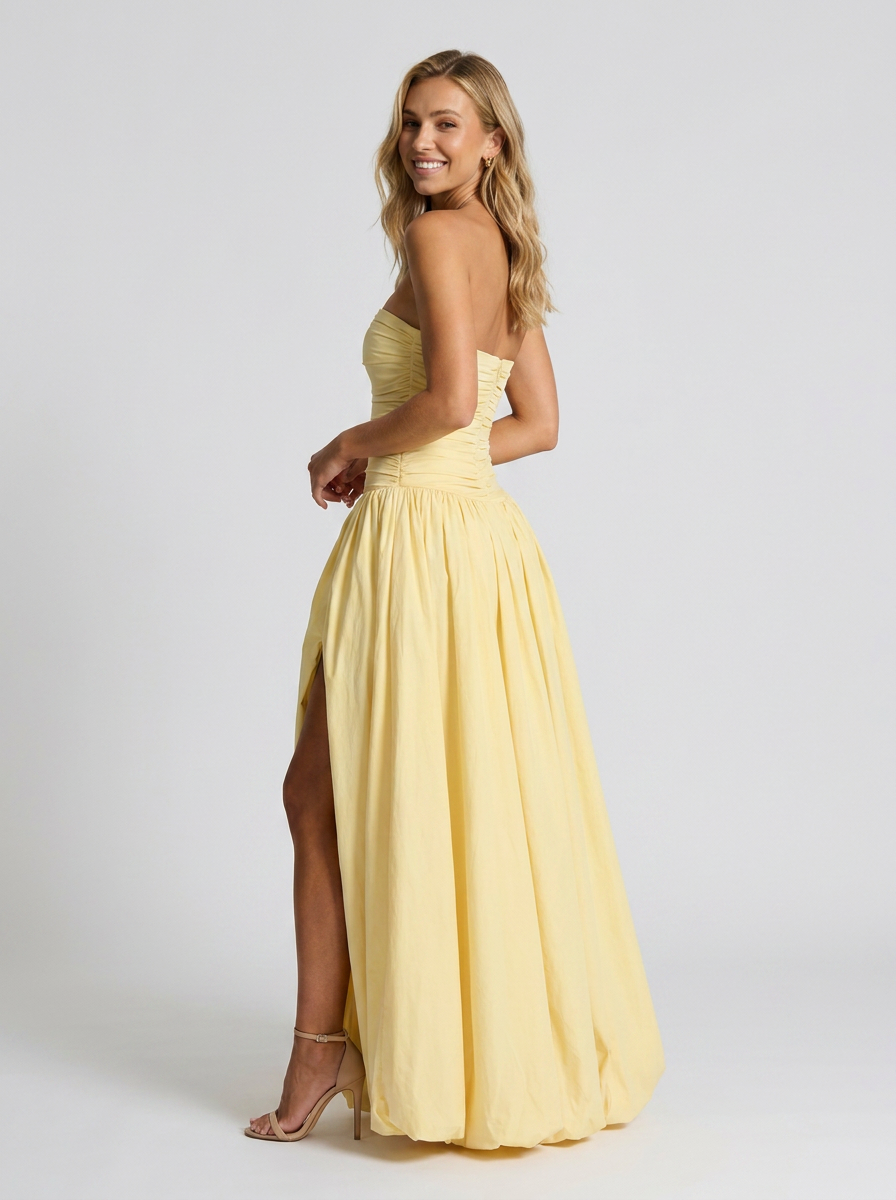 Sienna Pleated Strapless Maxi Dress