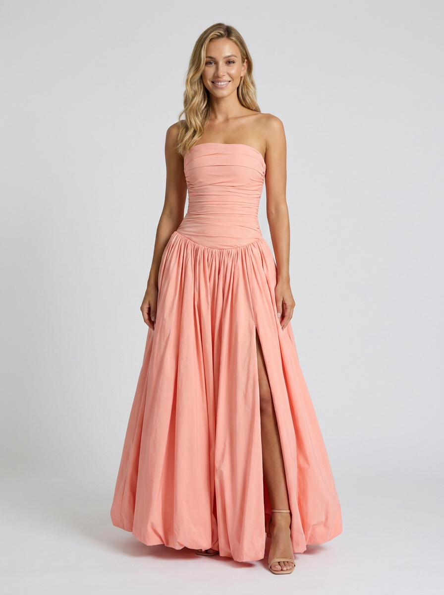 Sienna Pleated Strapless Maxi Dress