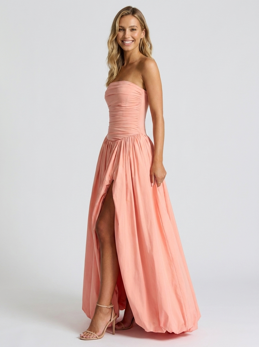 Sienna Pleated Strapless Maxi Dress