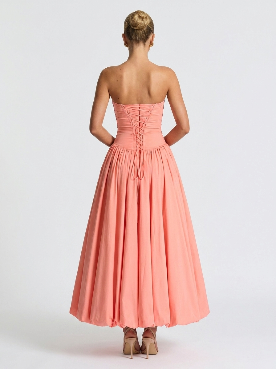Sienna Pleated Strapless Maxi Dress
