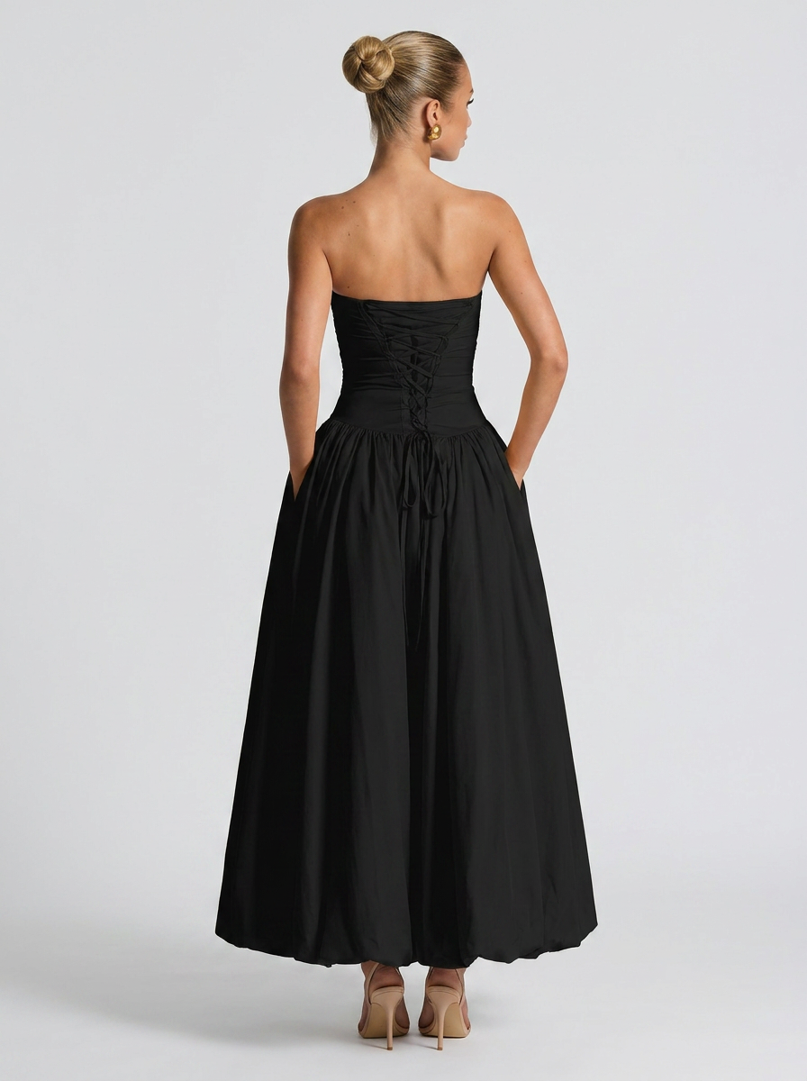 Sienna Pleated Strapless Maxi Dress