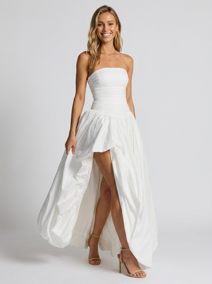Sienna Pleated Strapless Maxi Dress