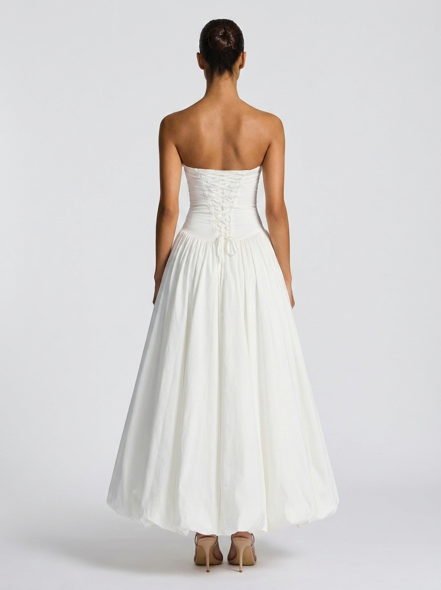 Sienna Pleated Strapless Maxi Dress