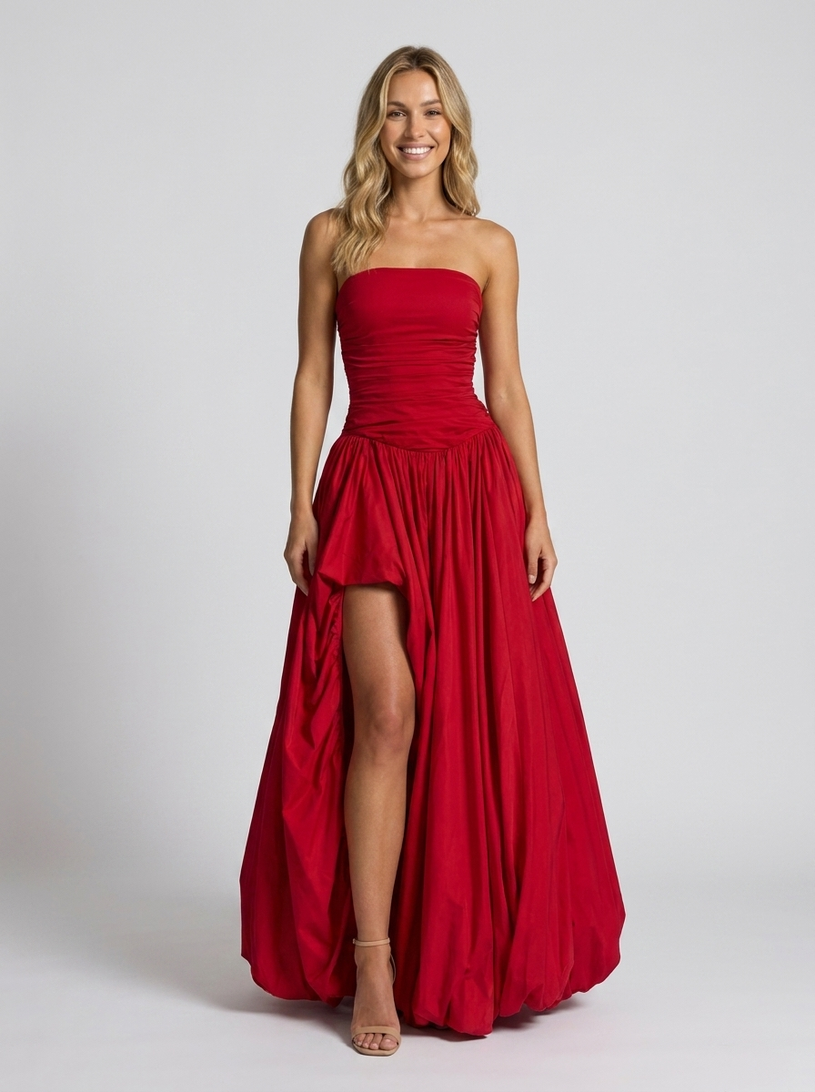 Sienna Pleated Strapless Maxi Dress