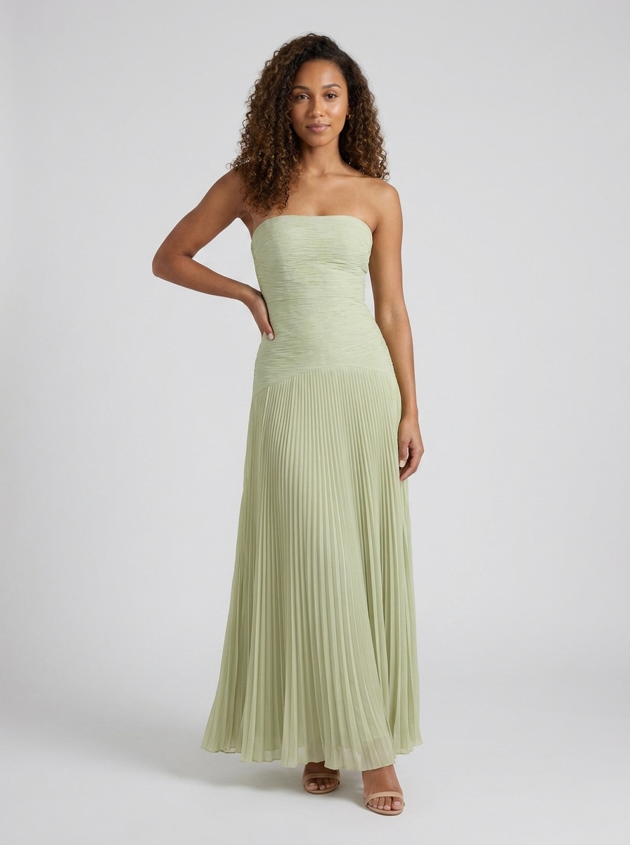Honor Pleated Strapless Maxi Dress