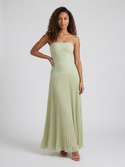Honor Pleated Strapless Maxi Dress