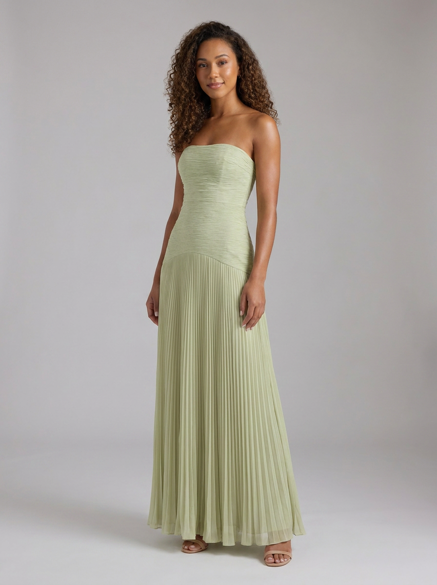 Honor Pleated Strapless Maxi Dress