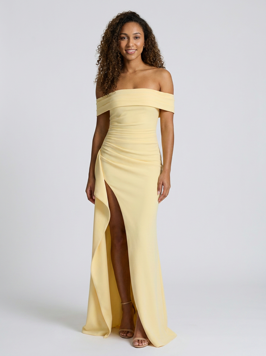 Isabella Ruched Off Maxi Dress