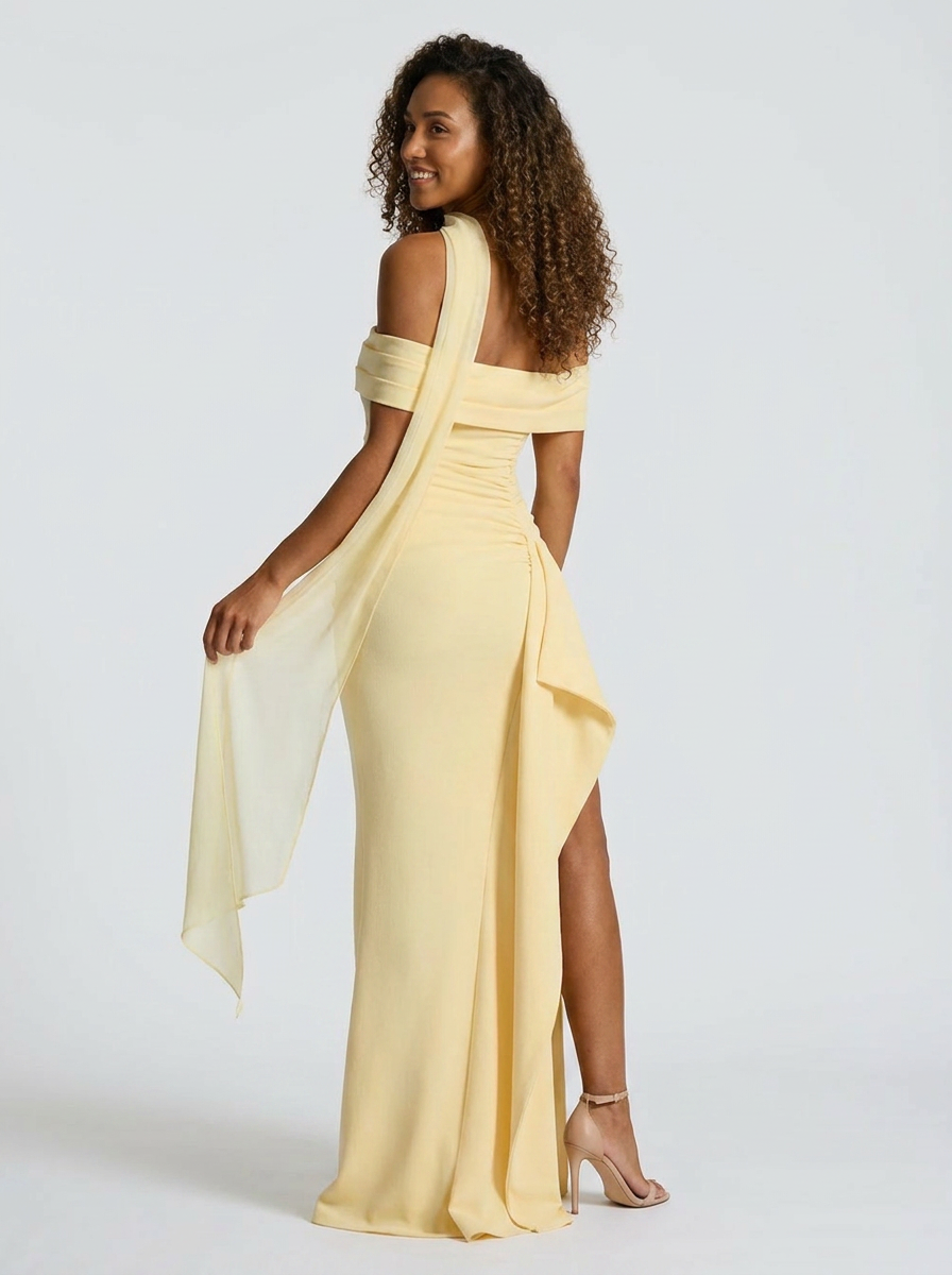 Isabella Ruched Off Maxi Dress
